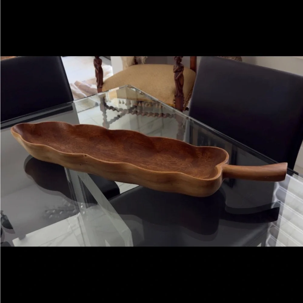 Z Gallerie Banana Leaf Acacia Wood Bowl / Serving Tray - 30